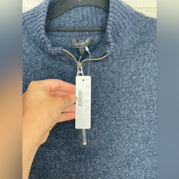 J.Crew blue merino wool blend half zip sweater | L - Picture 4 of 7
